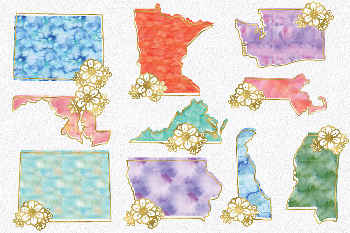 50 States Sublimation Clipart Bundle, an Illustration by OldMarket Designs (Photo 2 of 12)
