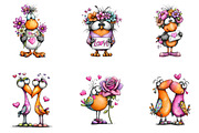 Whimsical Valentine Bird Clipart, an Illustration by CreationArt (Thumbnail 7 of 8)
