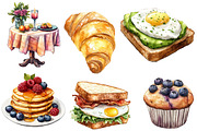 Watercolor Lazy Brunch Day Clipart, an Illustration by Designworld (Thumbnail 5 of 7)
