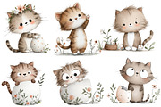 Watercolor Cats, Floral Kittens, an Illustration by Designworld (Thumbnail 2 of 3)
