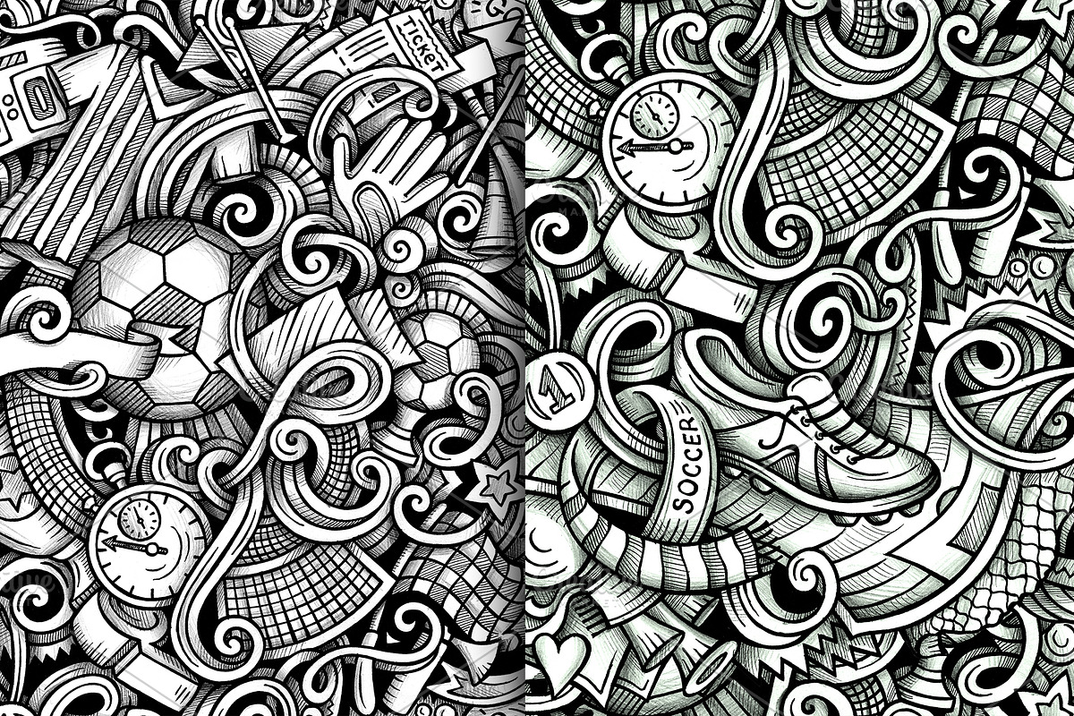 Soccer Graphic Doodle Patterns, a Pattern Graphic by BALABOLKA (Photo 5 of 6)