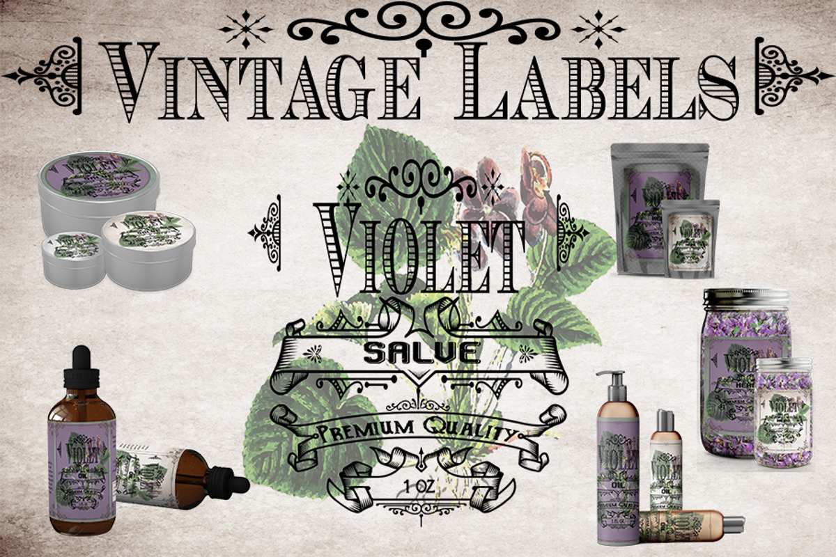 Violet Vintage Labels, a Stationery Template by S.M.R