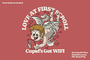 retro cute angel holding smartphone, a Branding & Logo Template by Judsart (Thumbnail 1 of 3)