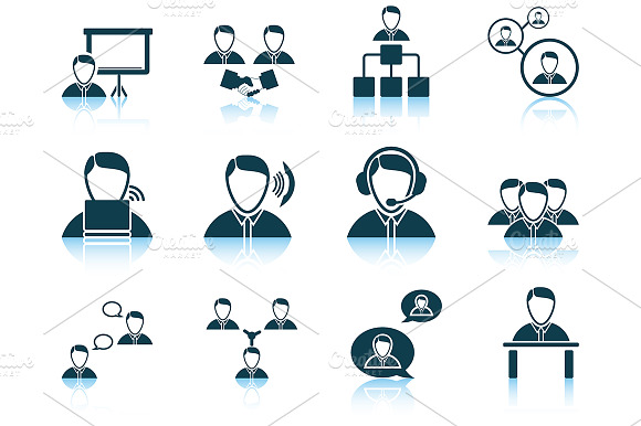 Set Of 12 Business People Icons
