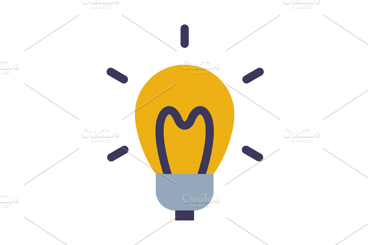 Ligt Bulb, Creative Idea Sign Flat, an Object Illustration by TopVectors