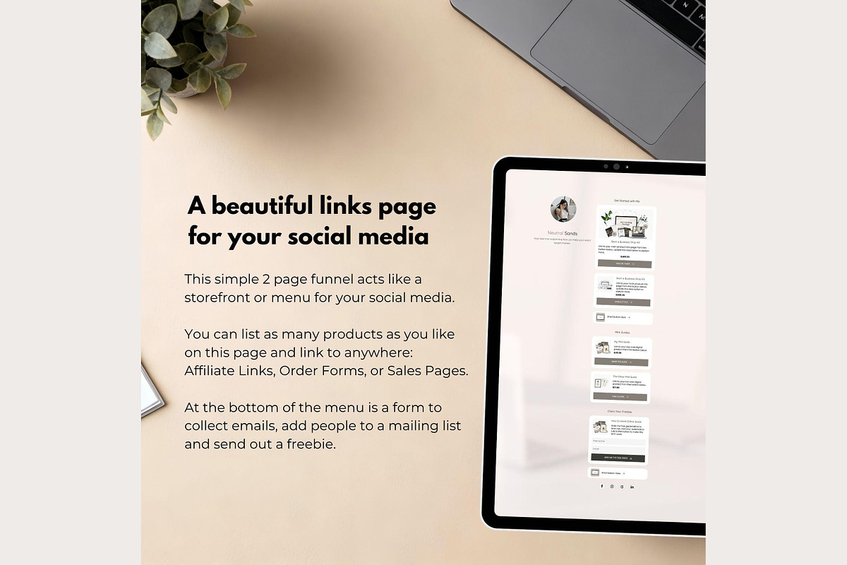 Systeme.io Neutral Sands Link in Bio, a Landing Page Template by Hayley's Digital Hub (Photo 4 of 10)