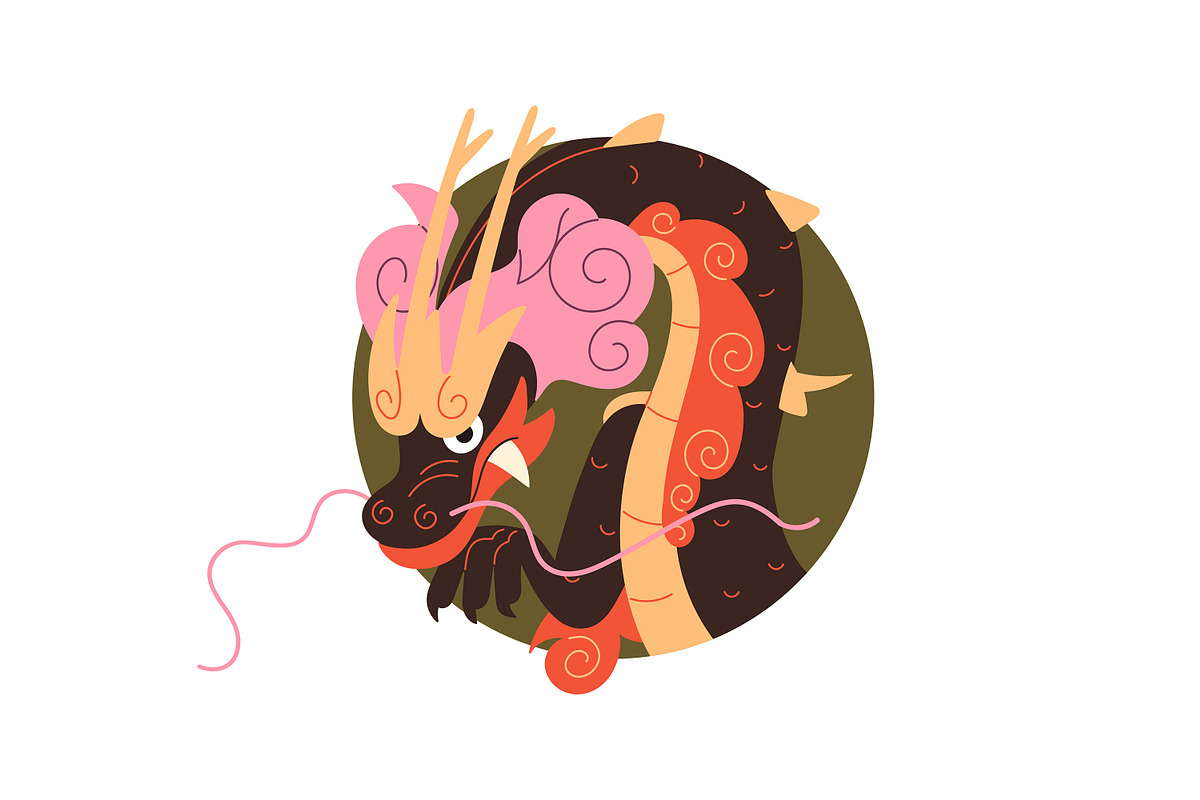 Asian, Chinese dragons set, cards, an Animal Illustration by PaperTrident (Photo 11 of 13)