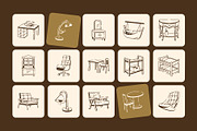 Furniture Doodle Icon Set, an Outline Icon by Vectors Market (Thumbnail 6 of 8)