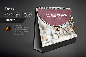 Desk Calendar 2026, a Stationery Template by crazyOWL
