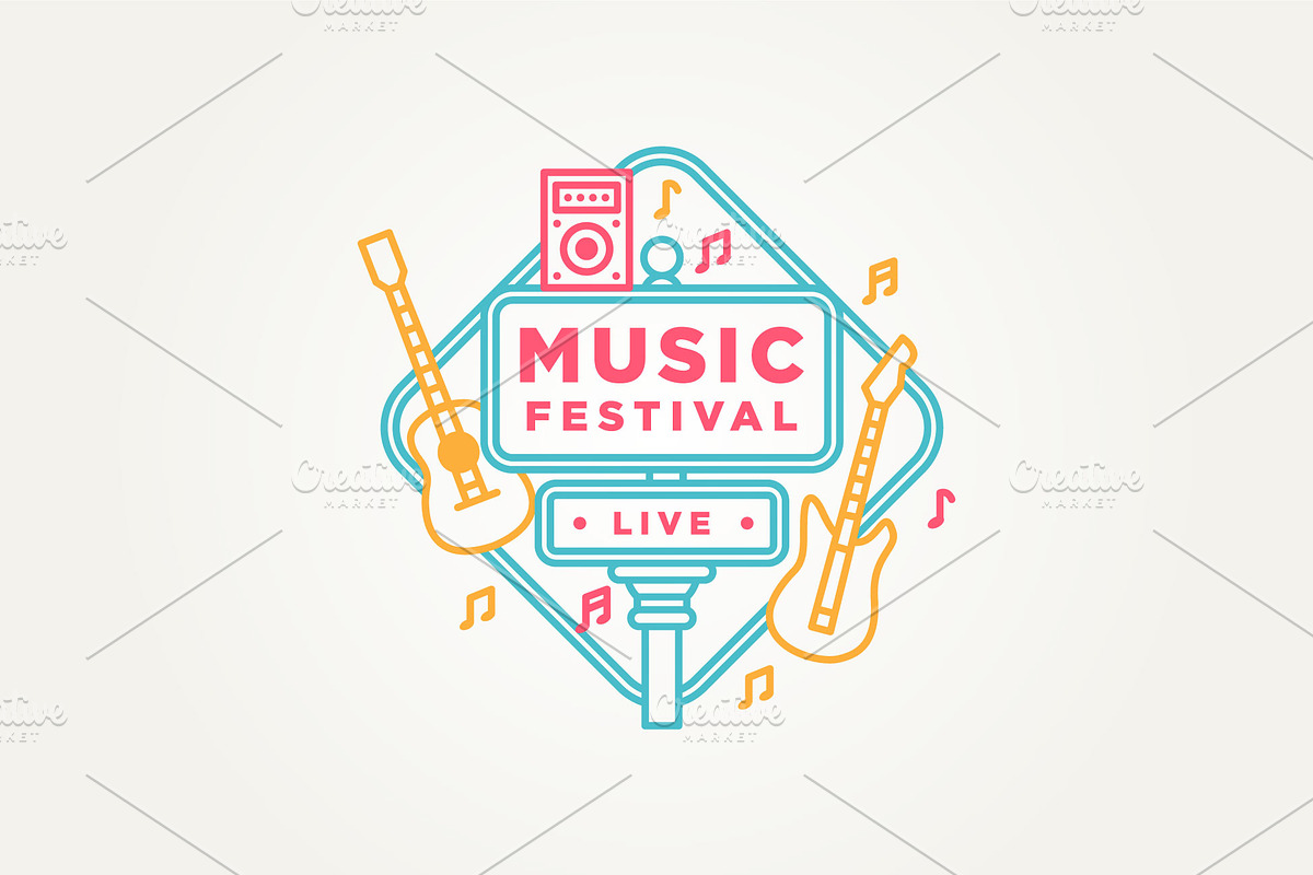 music festival line art badge logo, a Branding & Logo Template by Blazybone (Photo 2 of 2)