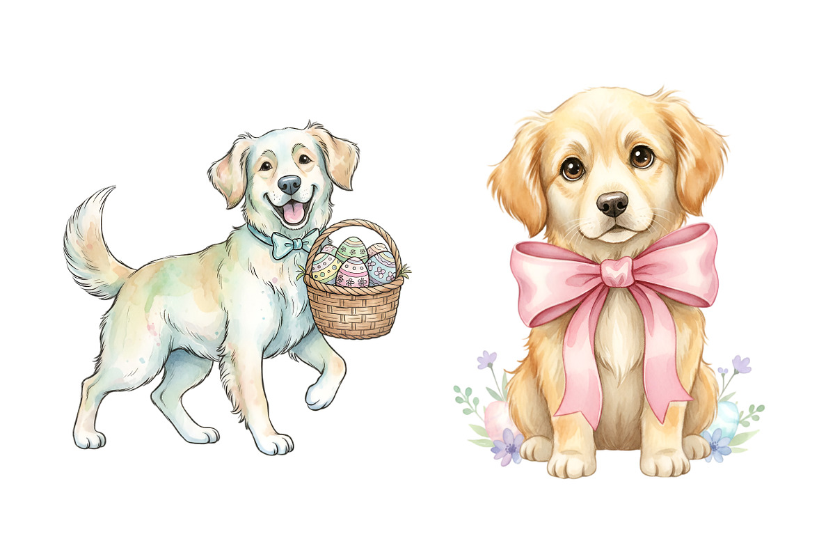 Whimsical Easter Dogs Clipart, an Illustration by SinaCreation (Photo 5 of 11)