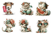 Whimsical Summer Cat Clipart, an Illustration by CreationArt (Thumbnail 3 of 7)