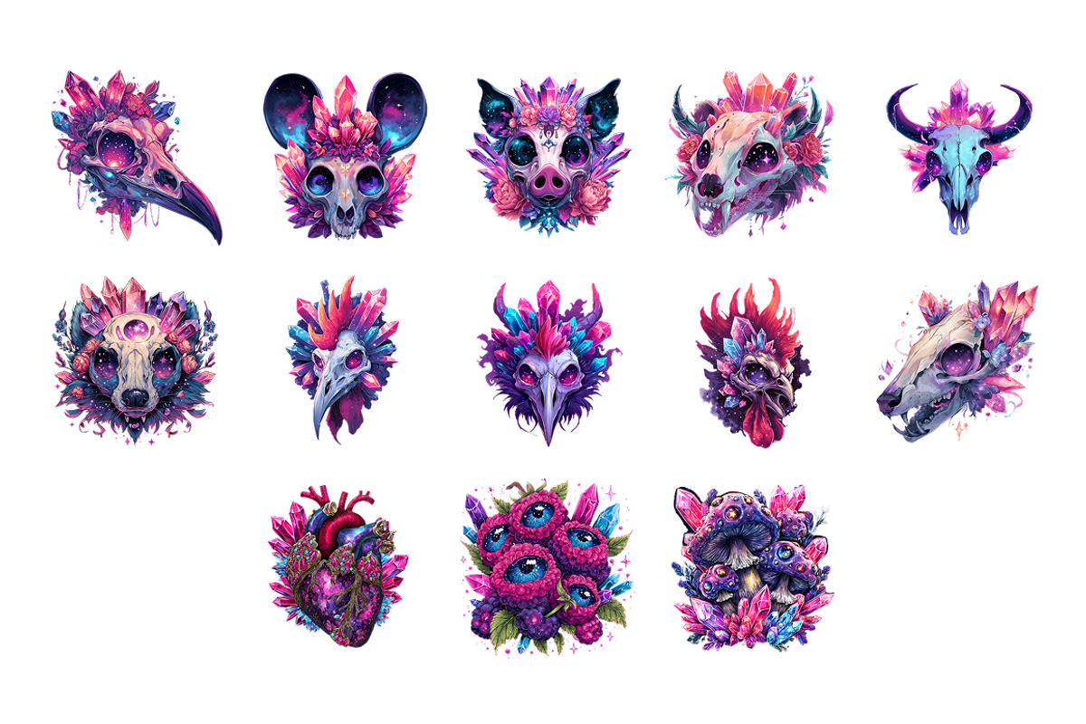 Dark Fantasy Crystal Creatures Set, an Animal Illustration by InkyQueenArt (Photo 4 of 6)