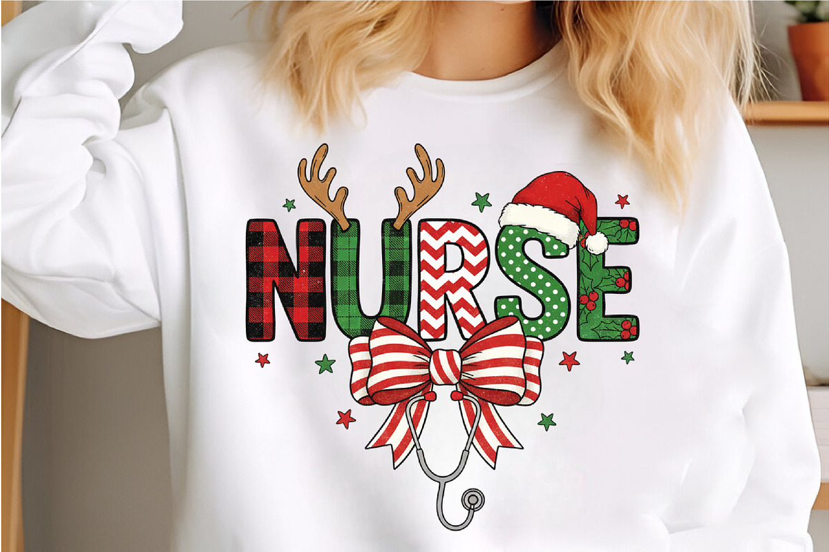 Christmas Nurse Medical Coquette Bow, an Illustration by Libby Wishes (Photo 2 of 6)