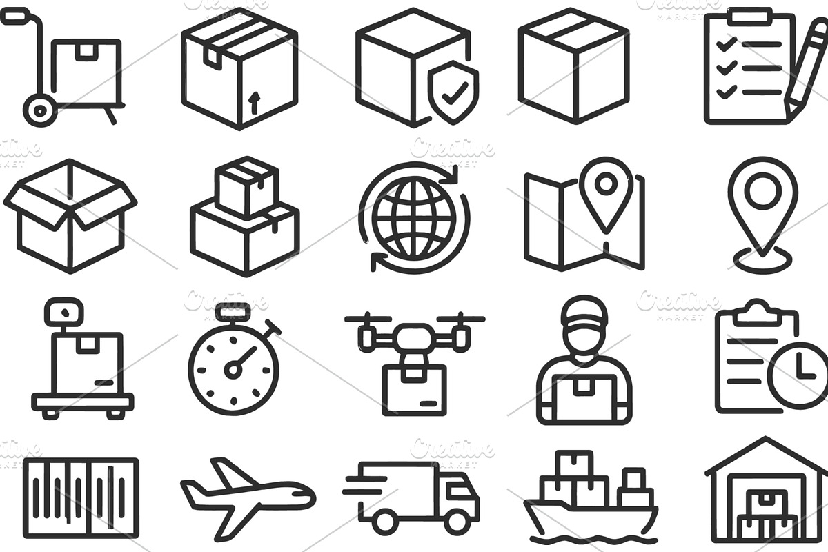 Vector illustration of line icons, a Transportation Illustration by ZinetroN