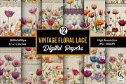 Vintage Shabby Floral Lace Pattern, a Pattern Graphic by Creative Store (Thumbnail 1 of 5)