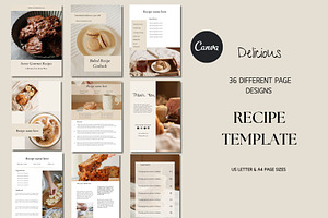 Recipe Template Canva, a Magazine Template by Deepa Template Studio