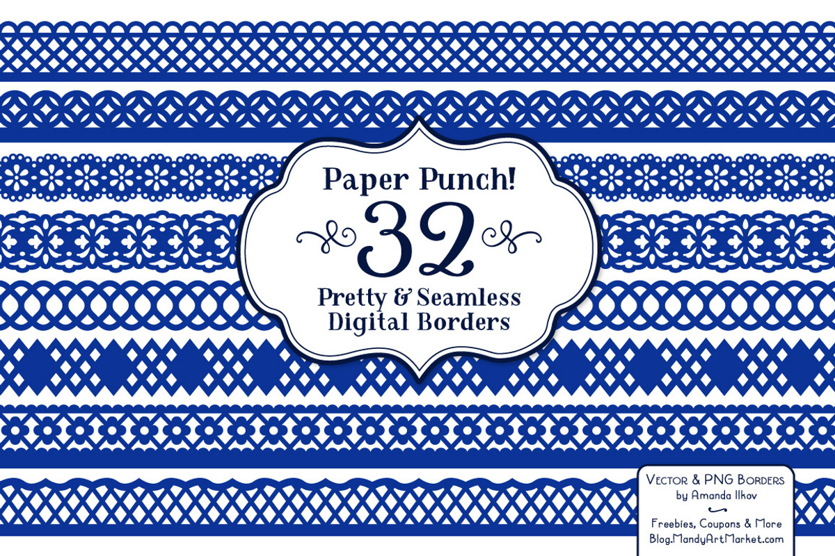 Royal Blue Lace Clipart Borders, an Illustration by Amanda Ilkov (Photo 1 of 5)