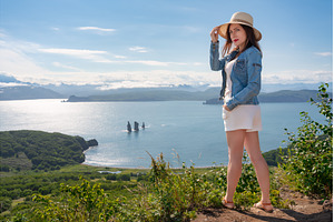 Hipster female standing on high, a Person Photo by Alexander-Piragis