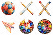 Watercolor Fun School Activities Cli, an Illustration by DreamPrint404 (Thumbnail 4 of 6)