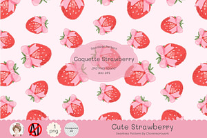 Coquette Strawberry Seamless Pattern