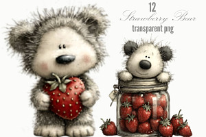 Strawberry Bear PNG Clipart, a Seasonal Illustration by Designking