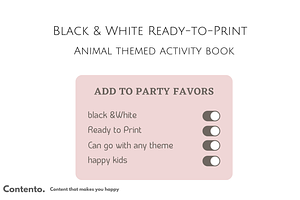Animals Party Favors Activity Book