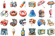 1950s Style Beach Day Clipart, an Illustration by Sublimation Artist (Thumbnail 2 of 6)