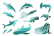 Vector sea animals collection, an Object Graphic by Lemaris (Thumbnail 2 of 6)