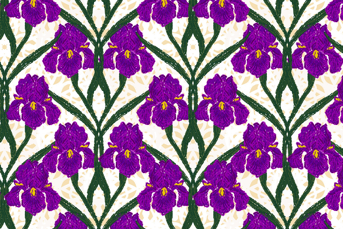Iris Ornamental Vector Patterns, a Pattern Graphic by NayaChu (Photo 2 of 8)