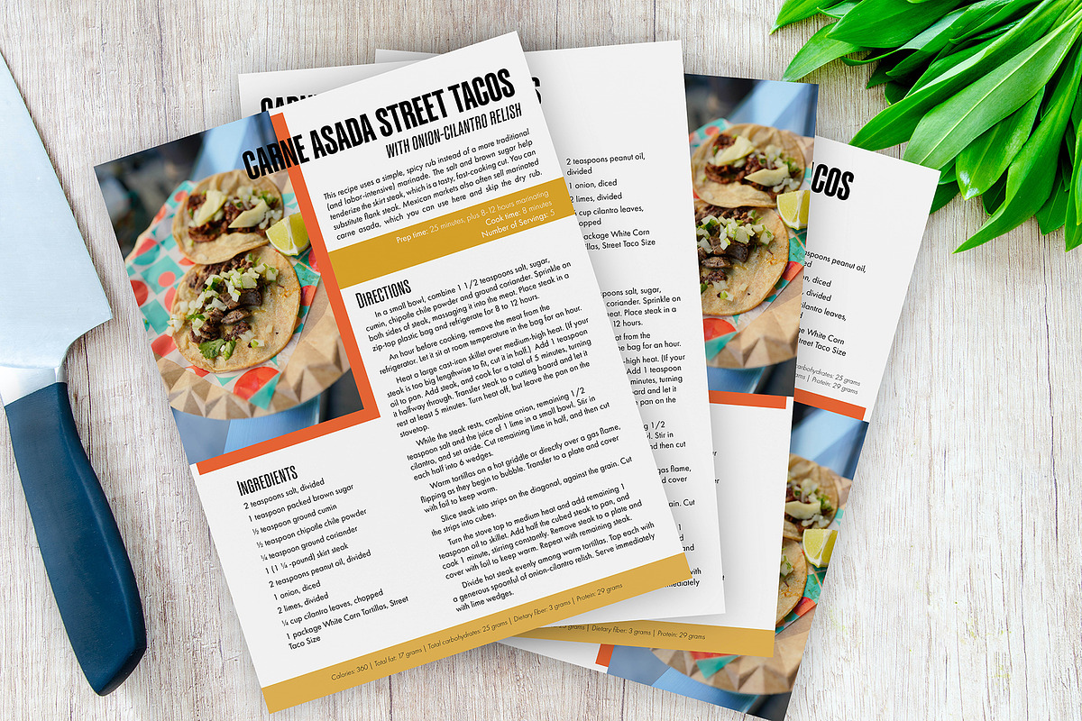 Color Block Printable Recipe Bundle, a Flyer Template by Helen Thompson Design (Photo 2 of 6)