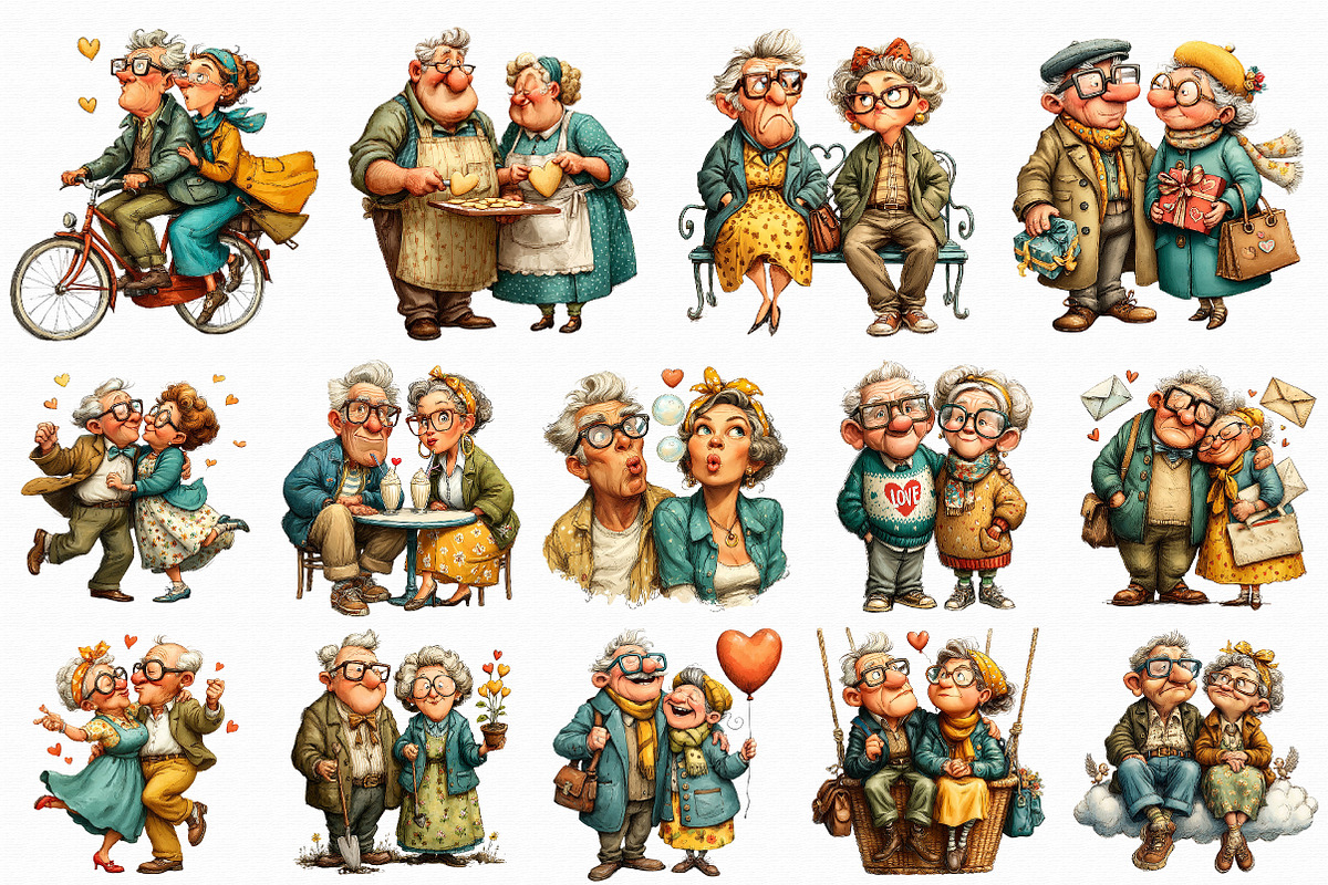 Whimsical Valentine Old Couple Clipa, an Illustration by Libby Wishes (Photo 2 of 7)