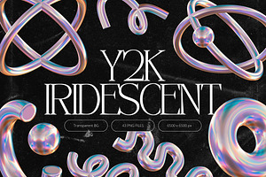 3D Y2k Iridescent Shapes