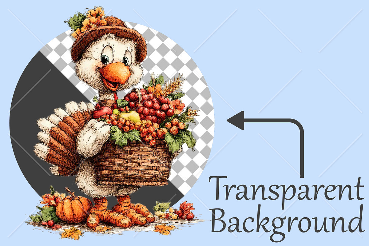Whimsical Thanksgiving Clipart PNG, a Seasonal Illustration by Canvas Craft (Photo 2 of 10)
