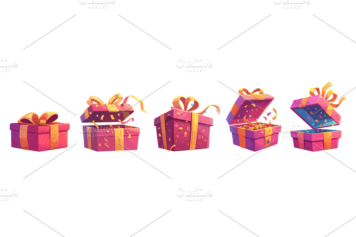 pink gift set. gifts box cartoon, a Texture Illustration by Stock-Smart-Start