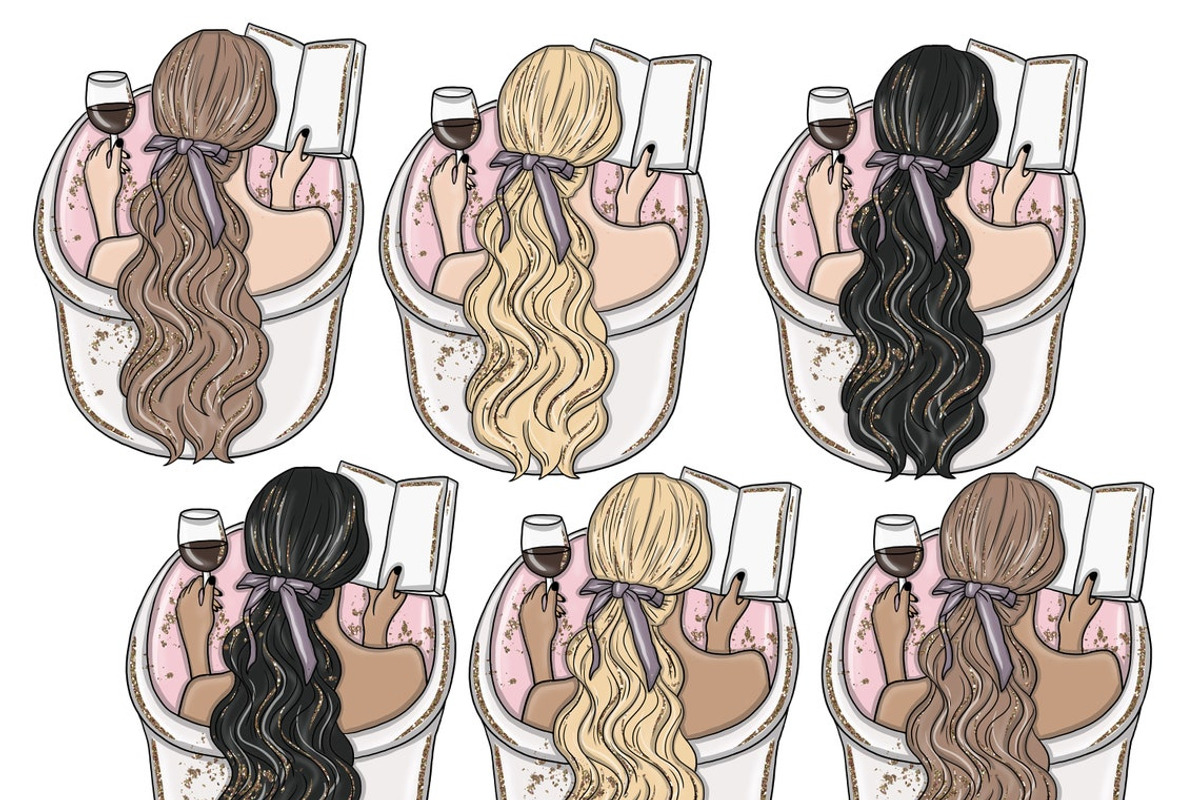Sleep Less Read More Girls Clipart, a Person Illustration by GlamArtZhanna (Photo 2 of 4)