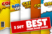 5 Set Comic Book Cover Background, a Background Graphic by Asta Desain (Thumbnail 1 of 3)