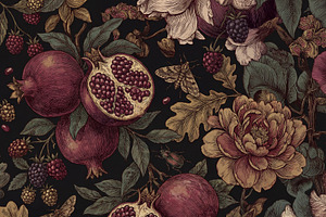 Vintage Moody Botanical Pattern, a Decorative Illustration by Virgo Studio