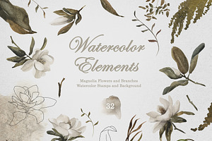 Watercolor Magnolia Wedding Flowers