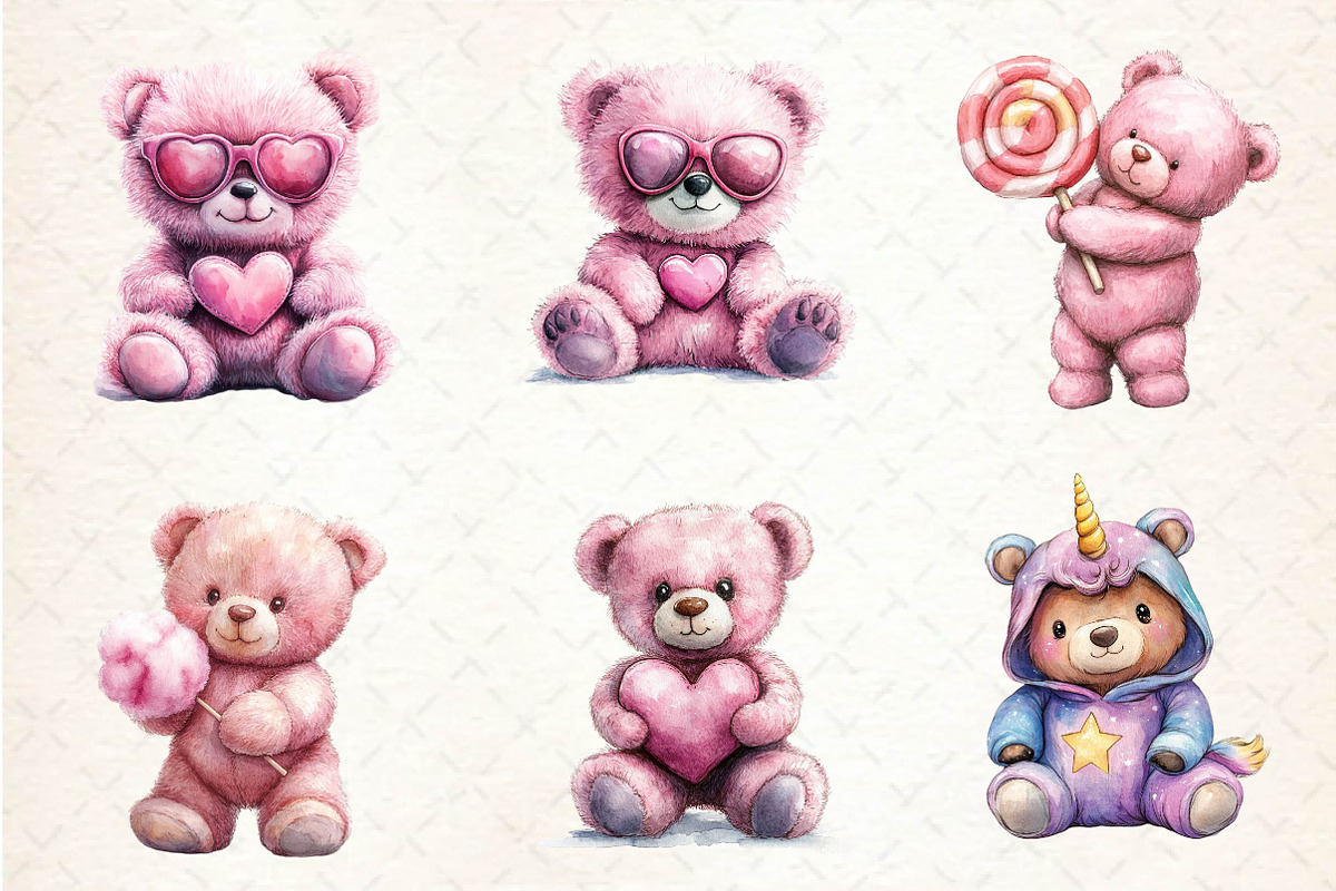 Pink Cute Blush Teddy Bear Clipart, an Illustration by Dream Creation (Photo 6 of 6)