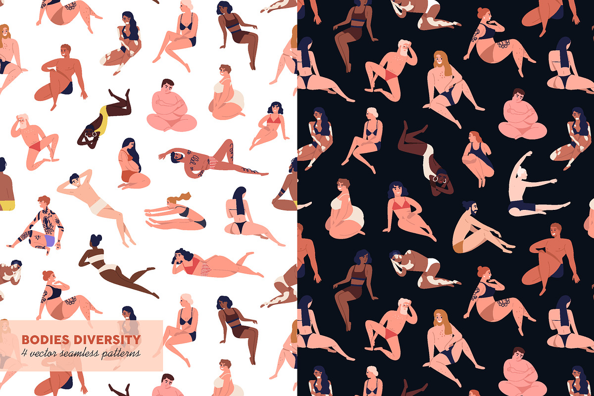 Body diversity seamless patterns, a Pattern Graphic by Good Studio (Photo 1 of 9)
