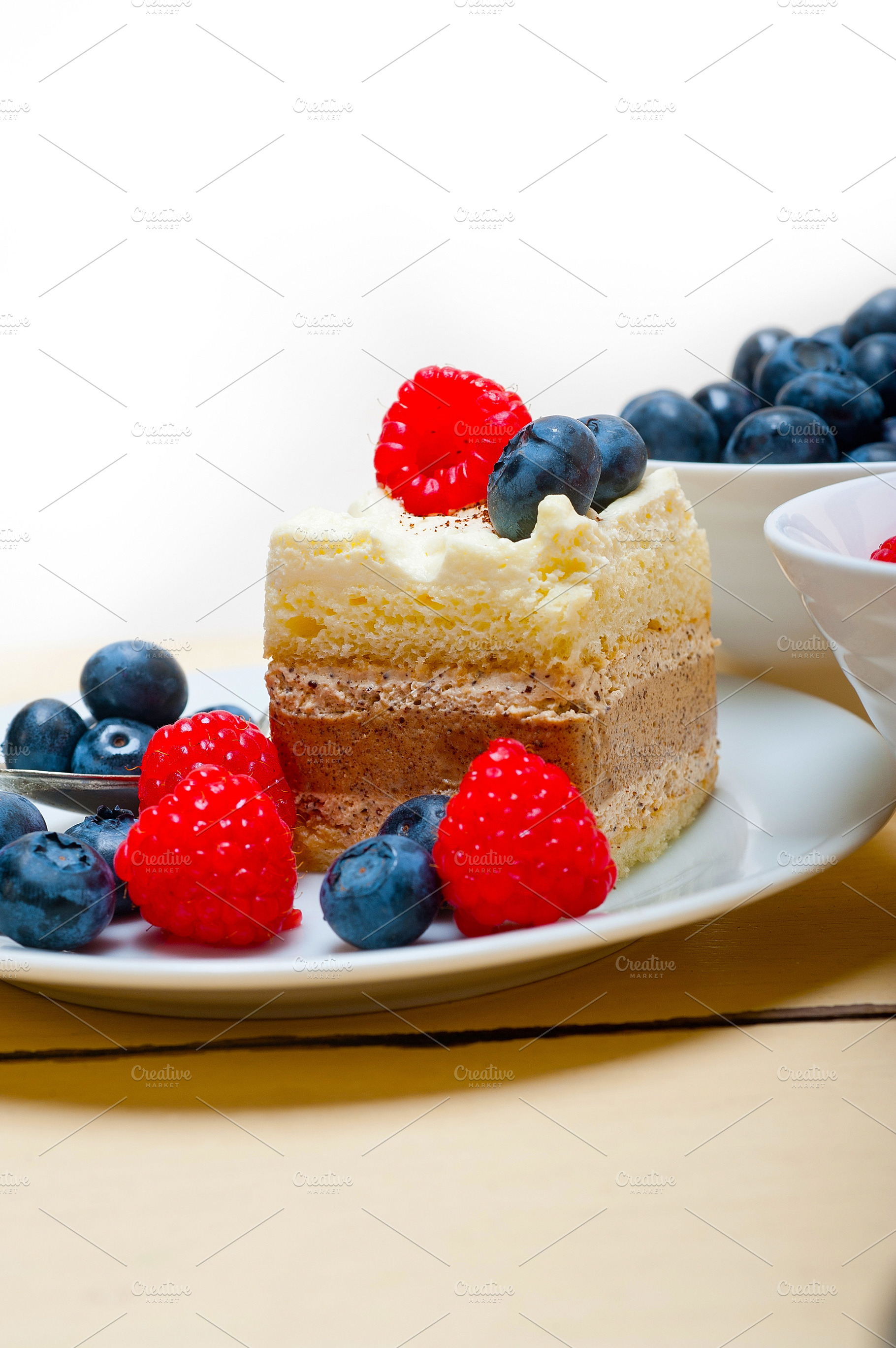 fresh raspberry and blueberry cake, a Food & Drink Photo by keko64