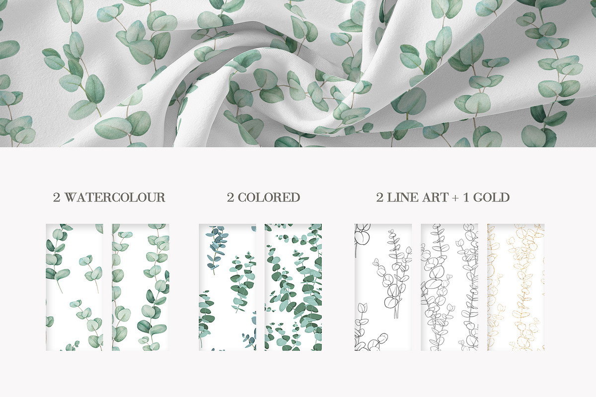 Eucalyptus branches, frames patterns, a Texture Illustration by Kotkoa (Photo 4 of 5)