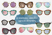 Watercolor Sunglasses Clipart Summer, an Object Illustration by MaraquelaStudio (Thumbnail 2 of 5)