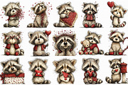 Valentine's Whimsical Raccoon Clipar, an Illustration by Libby Wishes (Thumbnail 2 of 7)