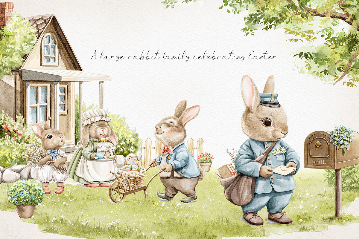 The Easter rabbit family, an Animal Illustration by Mimomy (Photo 2 of 12)