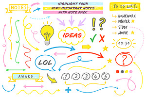 Bujo and Note Taking Vector Doodles