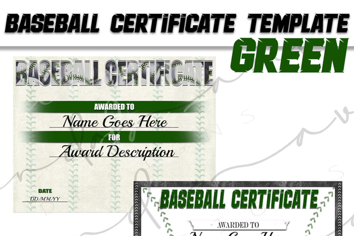 Baseball Sports Certificate Green, a Stationery Template by Brenda Avila Designs (Photo 1 of 2)