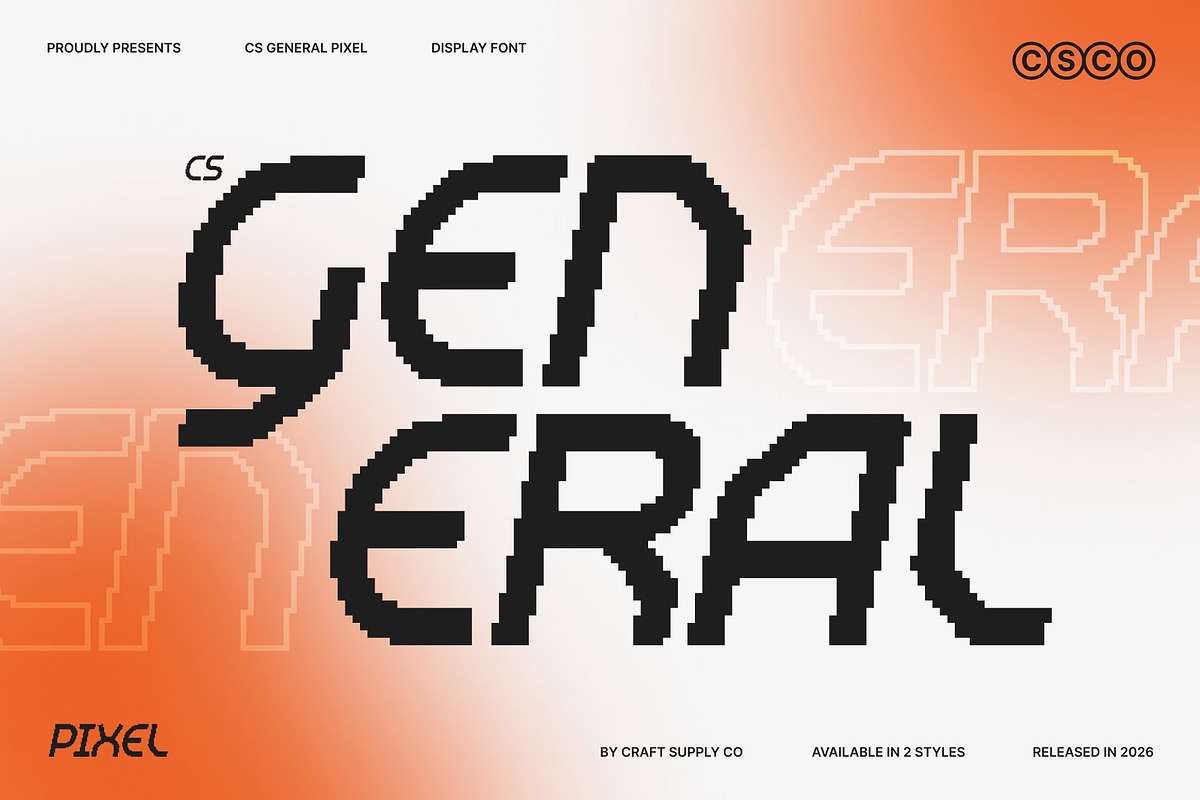 CS General Pixel, a Sans Serif Font by Craft Supply Co. (Photo 1 of 8)