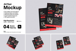 A4 Flyer Mockup Bundle Set, an Advertising Mockup by Rielismee
